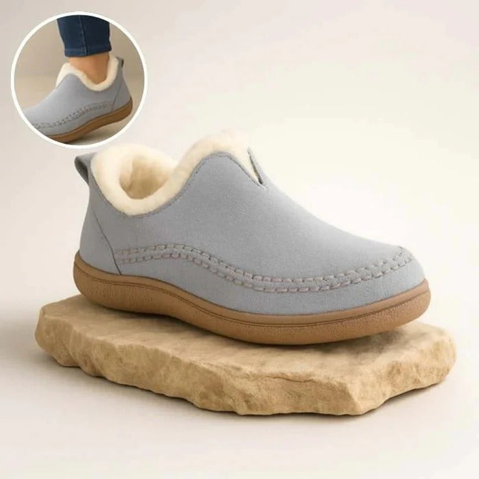 Fleece Lined Slip On Shoes with Molded Arch Support and High Traction Sole