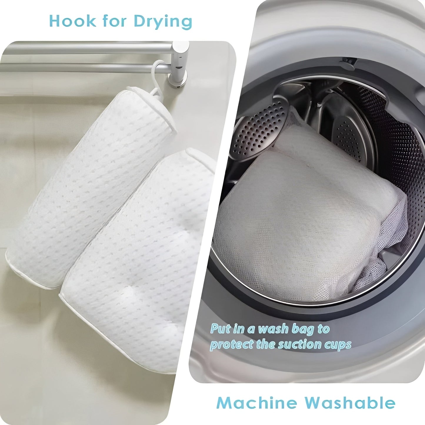 Ergonomic Bath Pillow with 6 Suction Cups and Mesh Surface for Head and Neck Support