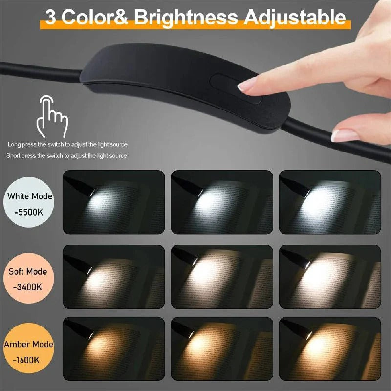 Wearable Shoulder LED Light with Dual Bendable Arms and Adjustable Brightness