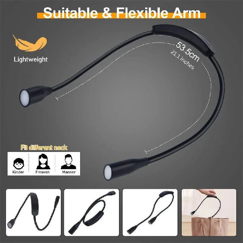 Wearable Shoulder LED Light with Dual Bendable Arms and Adjustable Brightness