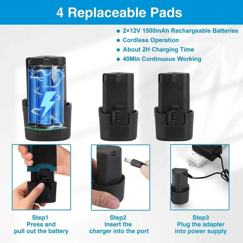 Orbital Car Polisher with Dual Battery System and 4 Interchangeable Pads, 6 Inch