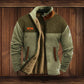 Fleece Jacket with High Collar and Full Zip, Side Pockets for Men