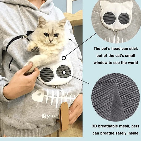 Pullover Hoodie with Front Carry Pouch for Holding Small Pets