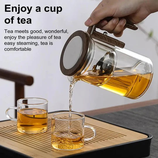 Water Separation Tea Brewing Teapot with Built-In Infuser and Precision Pour Spout