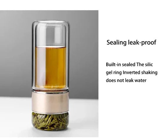 Double Layer Tea Infuser Bottle with Built-In Strainer