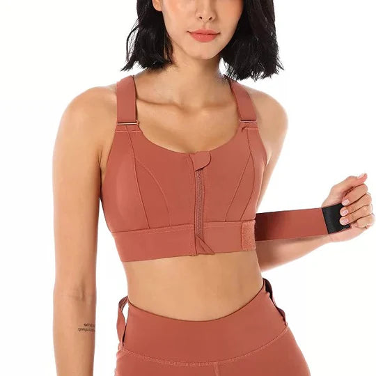 High Support Zip Front Sports Bra