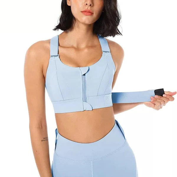 High Support Zip‑Front Sports Bra