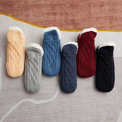 Fleece Thermal Socks with Silica Grip Bottoms and Moisture Wicking, Roll Down Tops