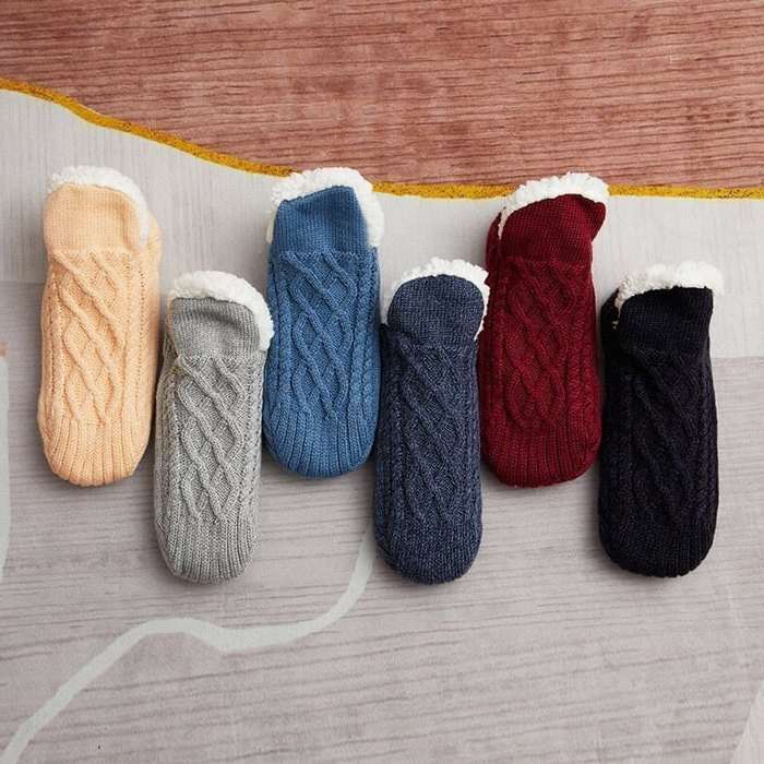 Fleece Thermal Socks with Silica Grip Bottoms and Moisture Wicking, Roll Down Tops