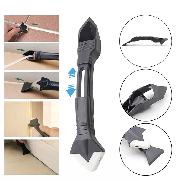 Caulk Removal Tool with Adjustable Rubber Blade and Stainless Scraper, 9-Inch