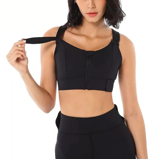 High Support Zip Front Sports Bra