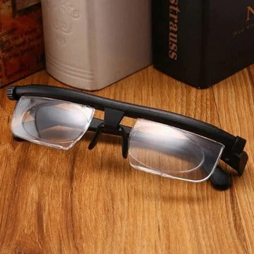 Variable Focus Glasses with Dial Adjustment and Polycarbonate Lenses, Plus 1 to Plus 4 Diopters