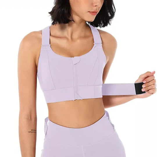 High Support Zip Front Sports Bra