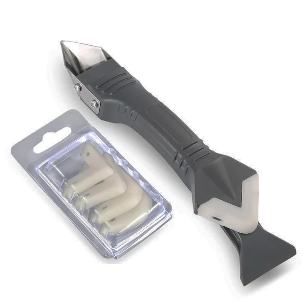 Caulk Removal Tool with Adjustable Rubber Blade and Stainless Scraper, 9-Inch