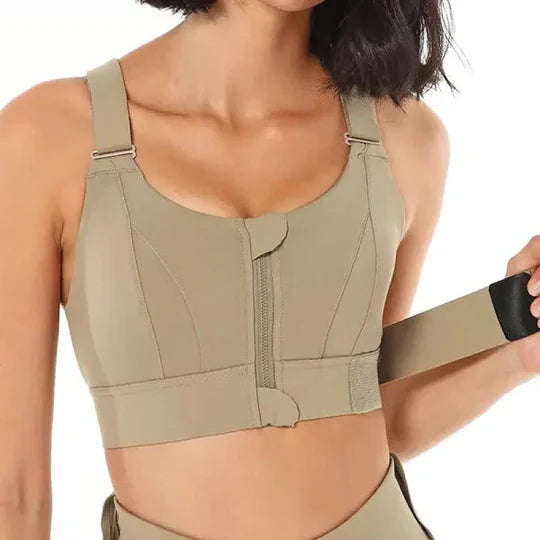High Support Zip Front Sports Bra