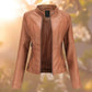 Women’s Stand Collar Jacket with Structured Silhouette