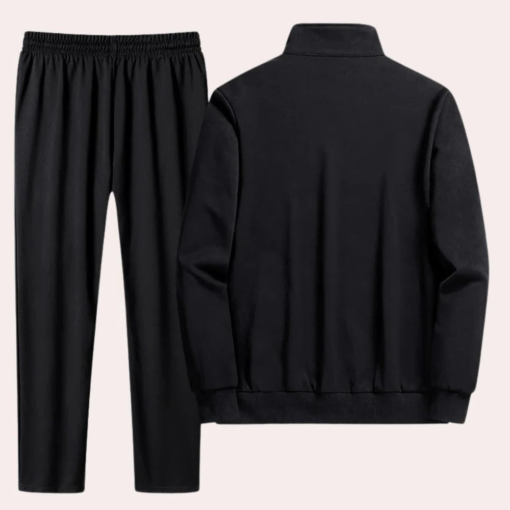 Men's Polyester Tracksuit with Full Zip Jacket and Stand Up Collar