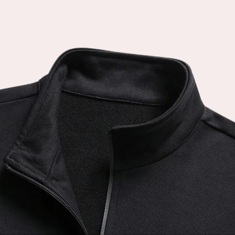 Men's Polyester Tracksuit with Full Zip Jacket and Stand Up Collar