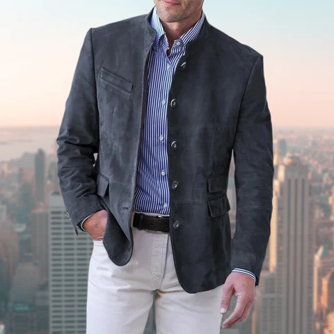 Tailored Button-Down Jacket for Men with Reinforced Seams and Layering Fit