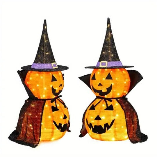 Collapsible Lighted Pumpkin Decorations for Indoor and Outdoor Halloween Display
