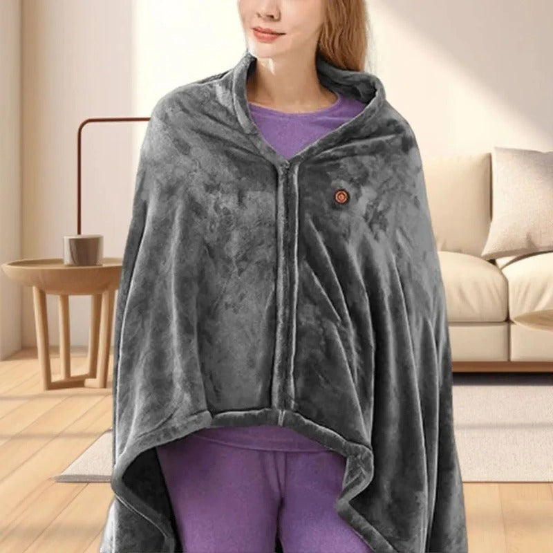 Portable Electric Heated Blanket with Three Heat Settings and Power Bank Connection