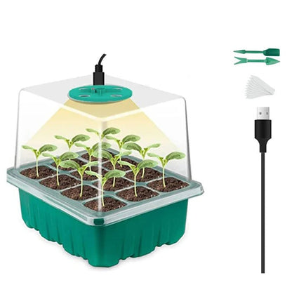 Seed Starter Tray with Full Spectrum Grow Light and Raised Dome