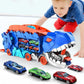 Convertible Dinosaur Truck Playset with Dual Racing Tracks and 3 Mini Cars, Ages 3+