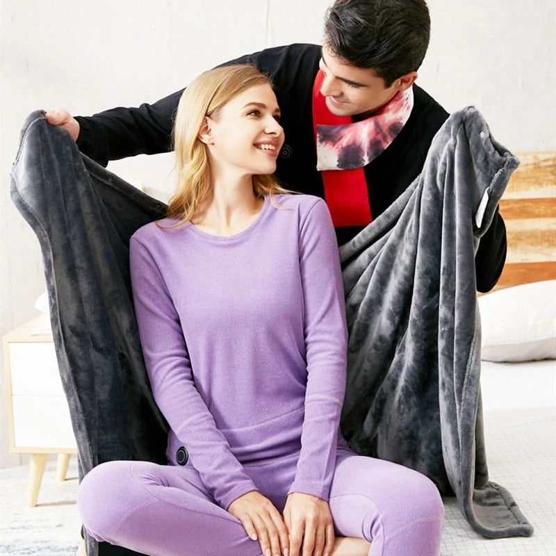 Portable Electric Heated Blanket with Three Heat Settings and Power Bank Connection