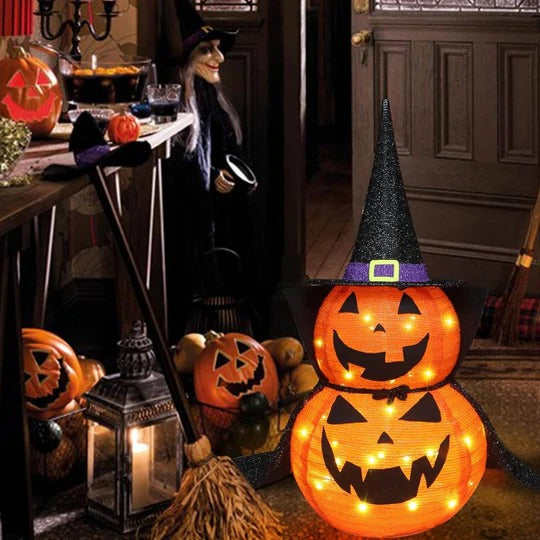 Collapsible Lighted Pumpkin Decorations for Indoor and Outdoor Halloween Display