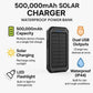 500,000 mAh Solar Charger Power Bank with Dual USB Outputs