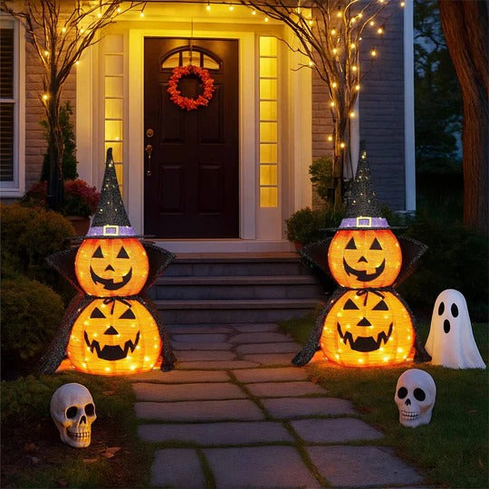 Collapsible Lighted Pumpkin Decorations for Indoor and Outdoor Halloween Display