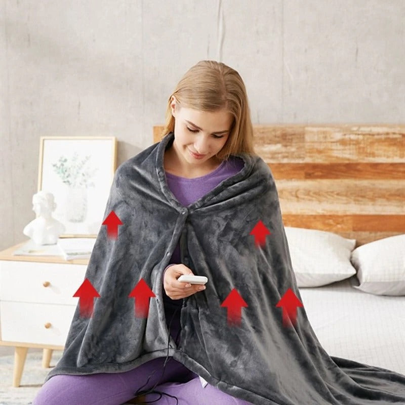 Portable Electric Heated Blanket with Three Heat Settings and Power Bank Connection