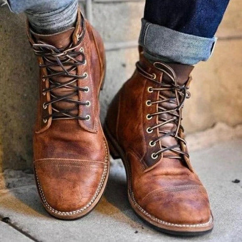 Mens Lace Up Ankle Boots with Contoured Sole