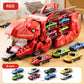 Convertible Dinosaur Truck Playset with Dual Racing Tracks and 3 Mini Cars, Ages 3+