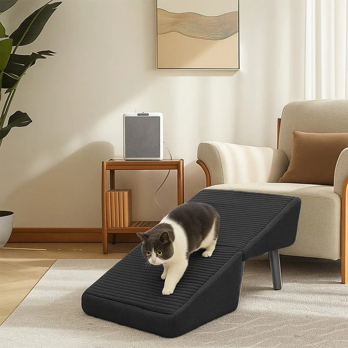 Convertible Dog Ramp with Padded Steps and Suction Cup Base for Beds and Couches
