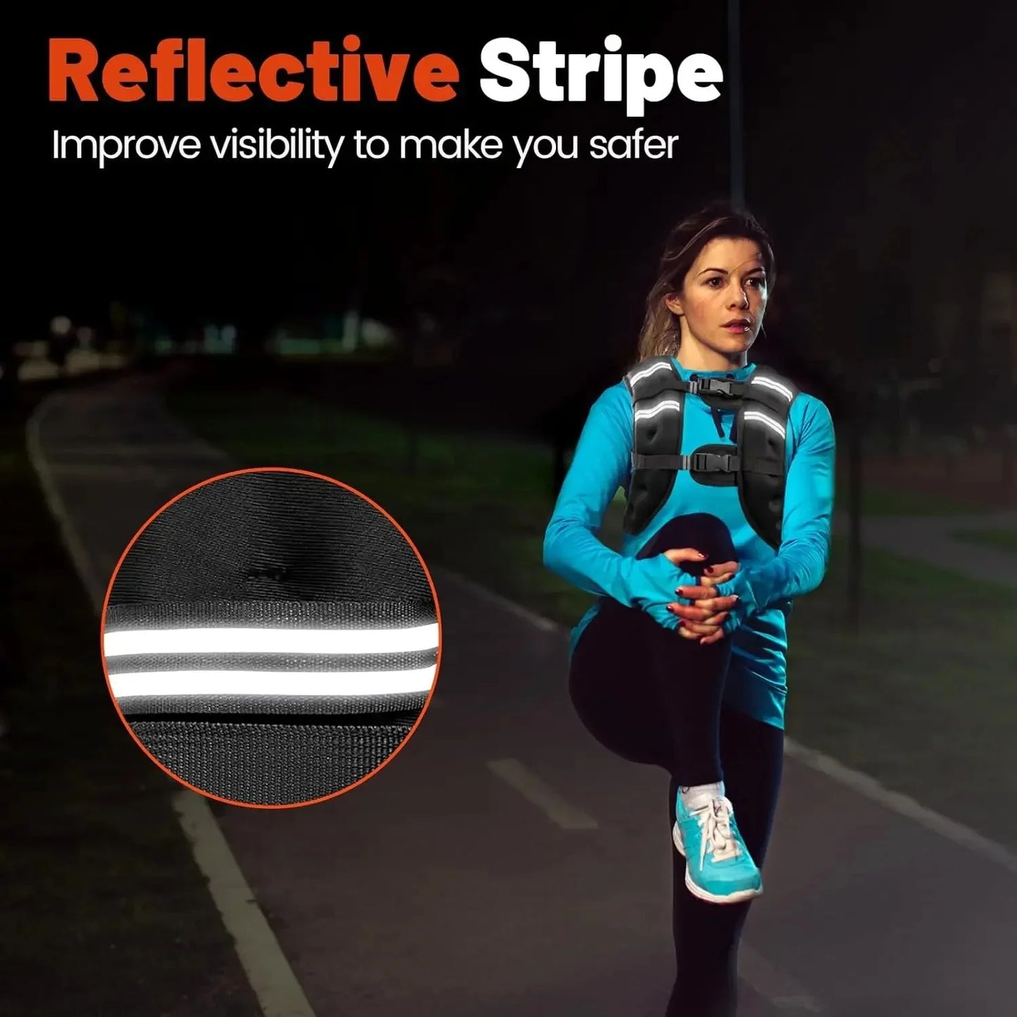 Adjustable Weighted Vest with Reflective Stripes for Training and Conditioning