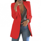 Womens Long Wool Blazer with Open Front Design and Tailored Fit