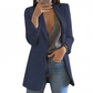 Womens Long Wool Blazer with Open Front Design and Tailored Fit