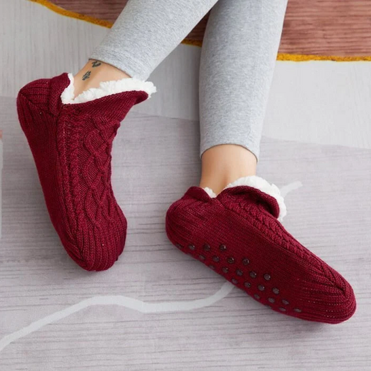 Fleece Thermal Socks with Silica Grip Bottoms and Moisture Wicking, Roll Down Tops