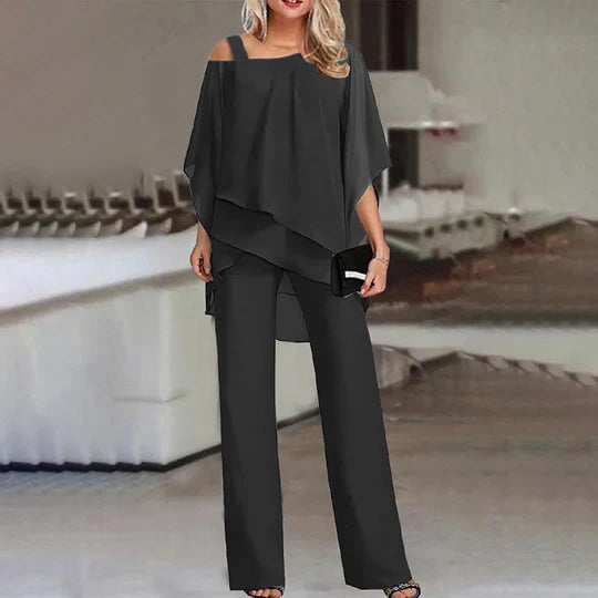 Women's Elegant Two-Piece Set with Cold Shoulder Detail