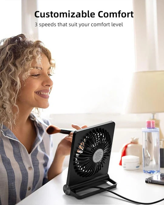 Ultra Quiet Small Desk Fan with Adjustable Airflow and USB Power