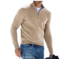 Men Long Sleeve Sweater with Zipper Front and Solid Color Design