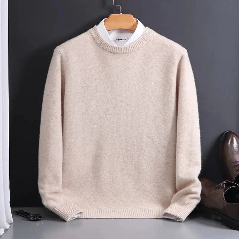 Men's Cashmere-Feel Sweater with Crewneck and Tailored Silhouette, Lightweight Layering