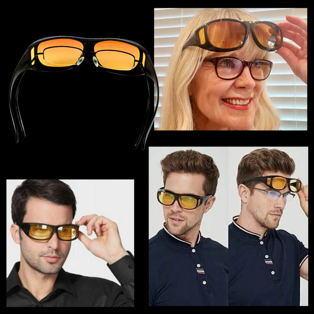 Polarized Night Driving Glasses with Extended Side Lenses and Orange Tint