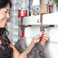 Dual Hook Mantle Stocking Holder with Adjustable Rod and Rubber Pads