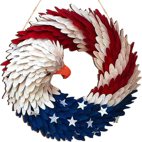 Eagle Wreath Patriotic Wooden Door Sign