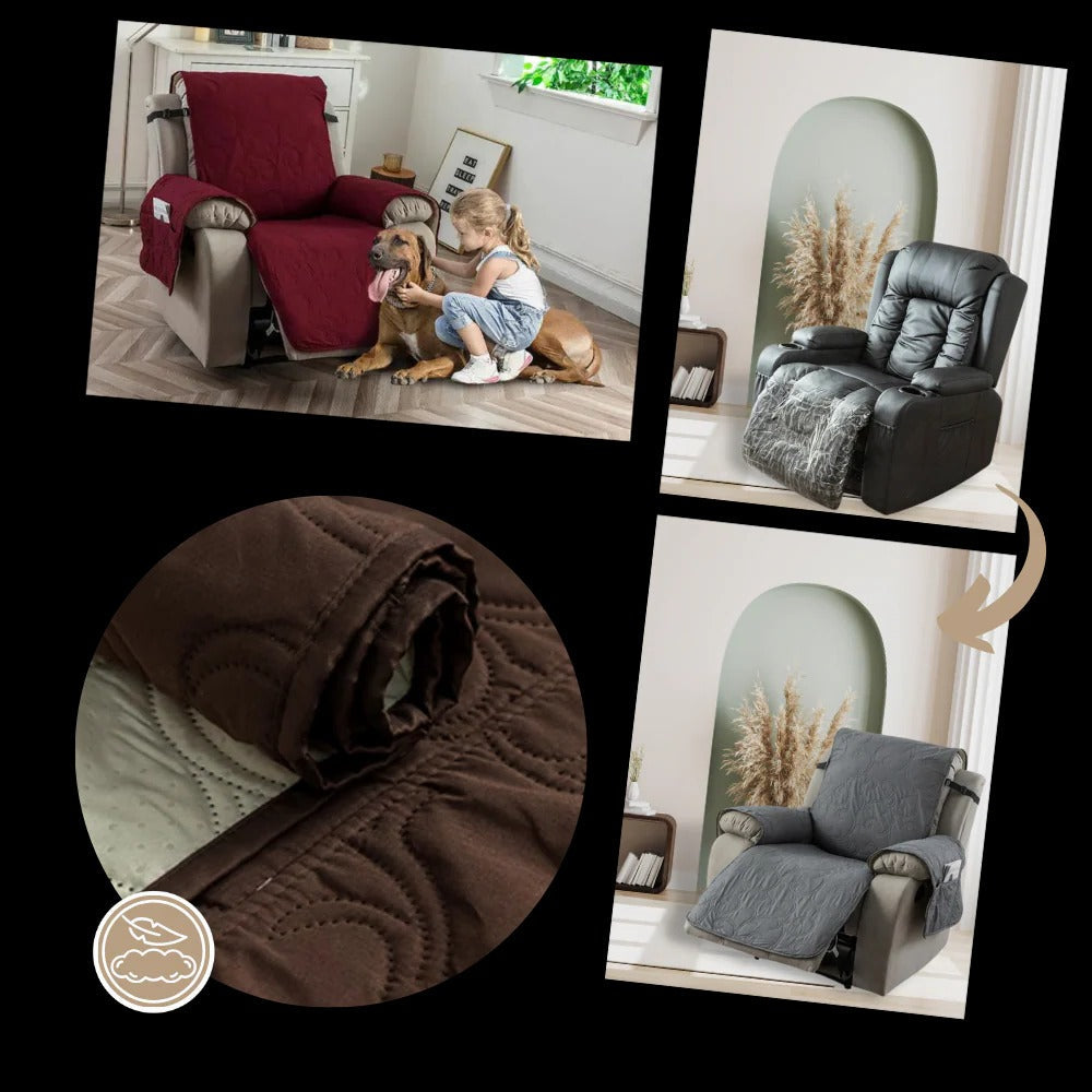Waterproof Recliner Cover with Plush Fabric and Machine Washable Design