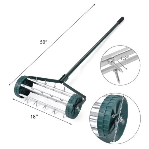 Heavy Duty Manual Lawn Spike Soil Aerator for Yard Maintenance