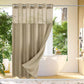 Hookless Shower Curtain with Integrated Liner and Mesh Window Panel