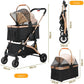Foldable Pet Stroller with Detachable Transport Box and Rear Brake, 88lb Capacity